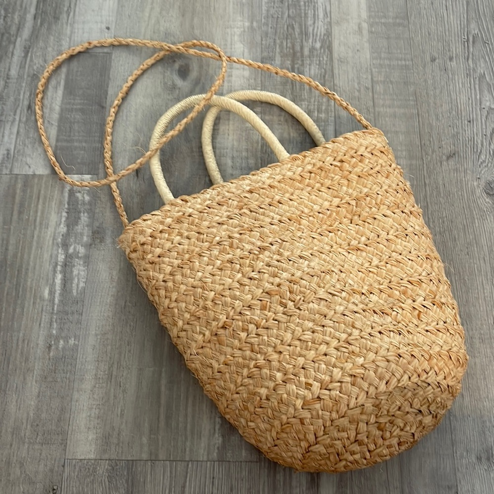 Buji Baja raffia crossbody top handle bag